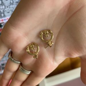 14K Gold Claddagh Drop Earrings